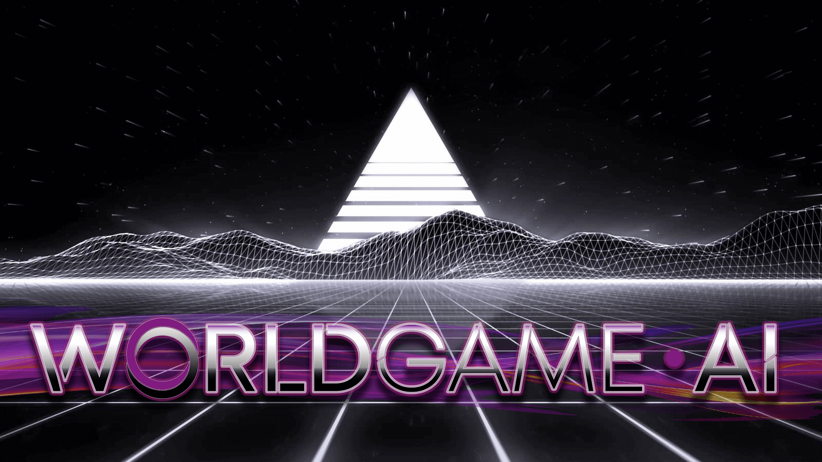 Triangle behind a mountain range made with structural grid like texture